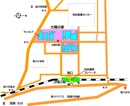 太陽の家（別府市亀川）の地図